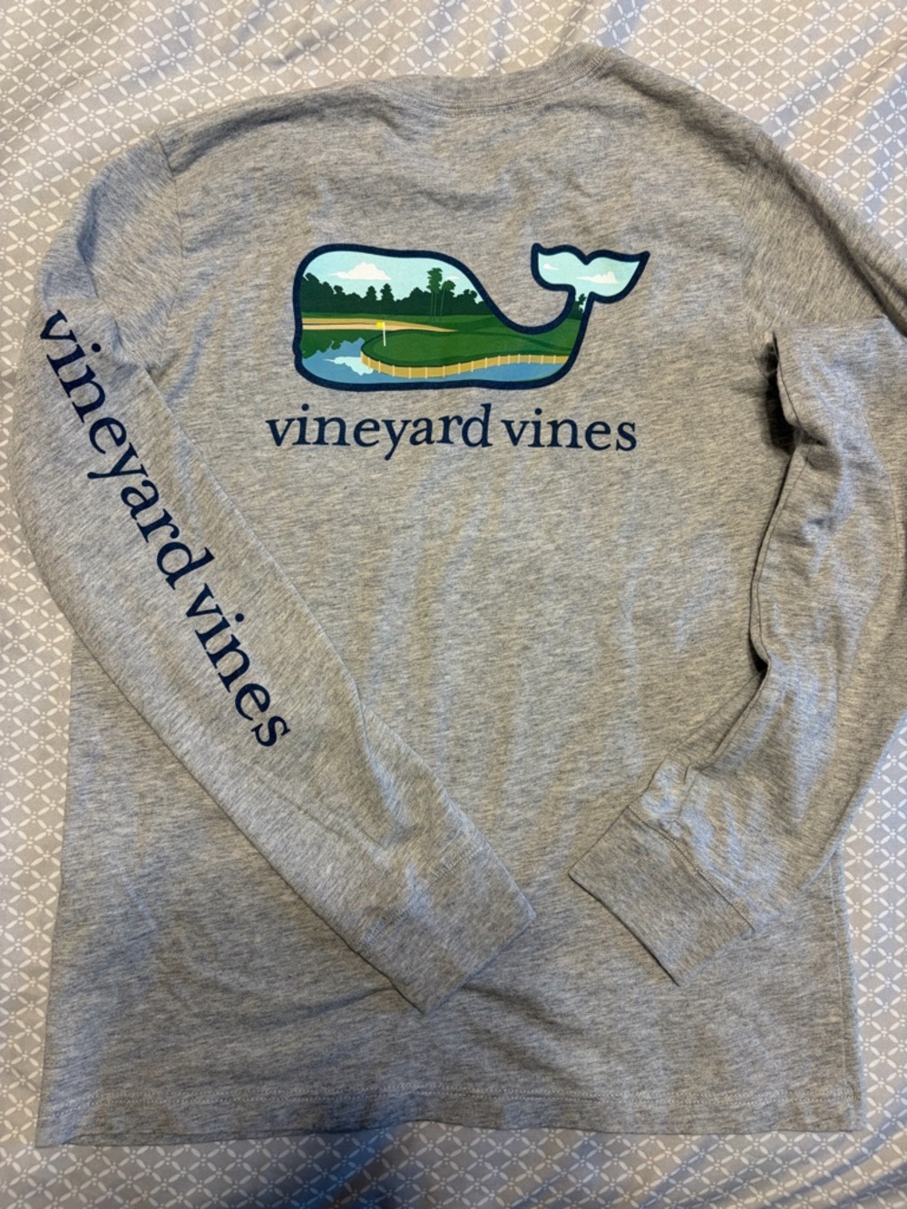 Vineyard Vines Heather Gray Long-Sleeve Kids Small (8-10) Pocket Tee